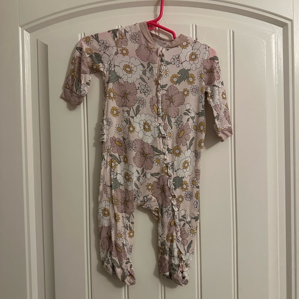 Floral Kids Footie in Pastel Pink